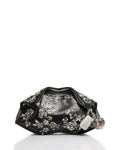 Mcqueen McQueen Floral Embroidery Leather Shoulder Bag