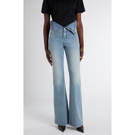 McQueen McQueen Foldover Waist Denim Bootcut Jeans