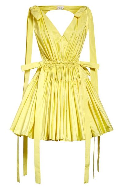 McQueen - Gathered Bow Detail Cutout Dress