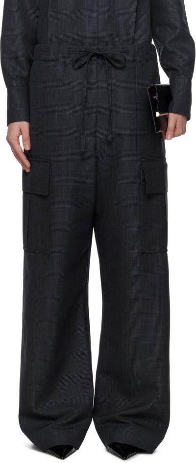 McQueen McQueen Gray Prince Of Wales Cargo Trousers