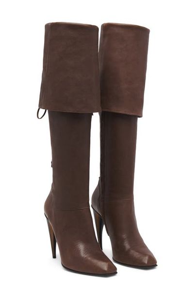 McQueen McQueen Horn Shaped Heel Lace-Up Knee High Boot