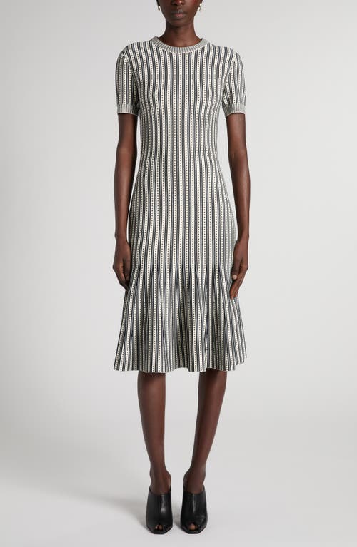 McQueen McQueen Jacquard Stripe Trumpet Sweater Dress