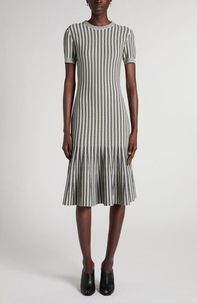 McQueen McQueen Jacquard Stripe Trumpet Sweater Dress