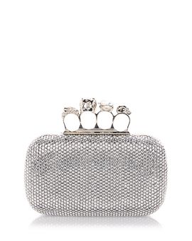 Mcqueen McQueen Knuckle Crystal Suede Clutch