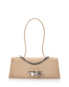 Mcqueen McQueen Knuckle Embossed Suede Shoulder Bag
