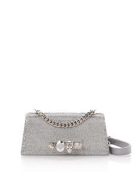 Mcqueen McQueen Knuckles Crystal Suede Shoulder Bag