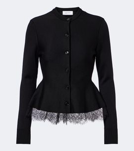 McQueen McQueen Lace-trimmed peplum cardigan