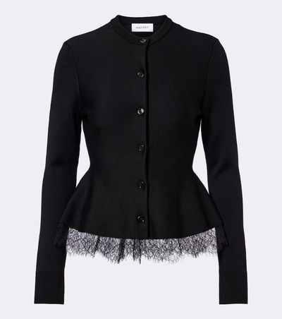 McQueen McQueen Lace-trimmed peplum cardigan