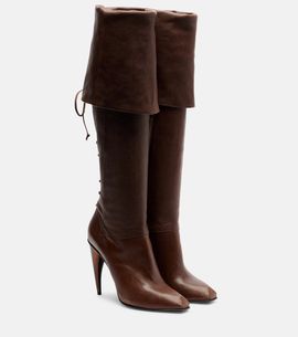 McQueen McQueen Lace-up leather knee-high boots