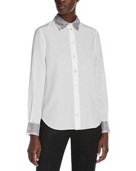 Mcqueen McQueen Lace Print Button Front Silk Shirt