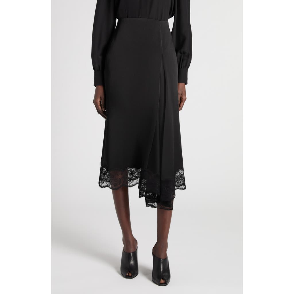 McQueen McQueen Lace Trim Asymmetric Silk Skirt