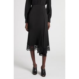 McQueen McQueen Lace Trim Asymmetric Silk Skirt