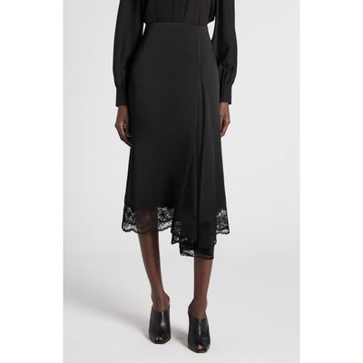 McQueen McQueen Lace Trim Asymmetric Silk Skirt