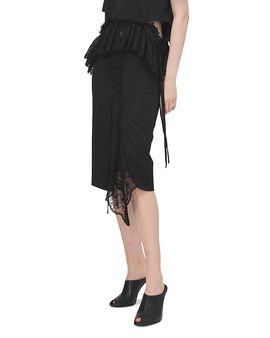 Mcqueen McQueen Lace Up Woven Wool Skirt