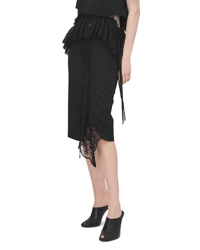 Mcqueen McQueen Lace Up Woven Wool Skirt