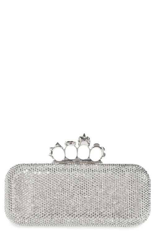 McQueen McQueen Long Knuckle Crystal Embellished Suede Clutch