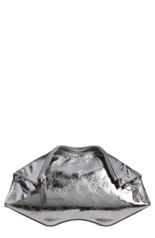 McQueen McQueen Manta Crinkled Metallic Leather Clutch
