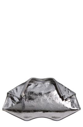 McQueen McQueen Manta Crinkled Metallic Leather Clutch