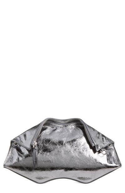 McQueen McQueen Manta Crinkled Metallic Leather Clutch