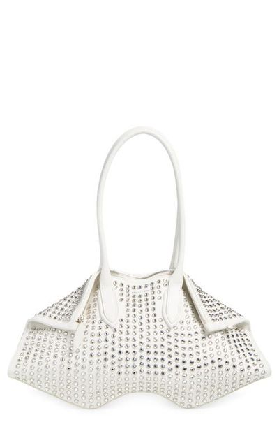 McQueen McQueen Manta Crystal Studded Leather Shoulder Bag