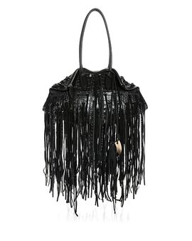 Mcqueen McQueen Manta Fringe Leather Top Handle Bag