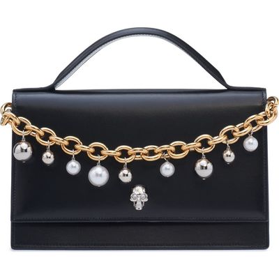 McQueen McQueen Medium Skull Chain Detail Leather Handbag