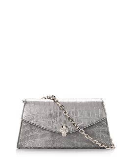 Mcqueen McQueen Metallic Croc Embossed Leather Shoulder Bag