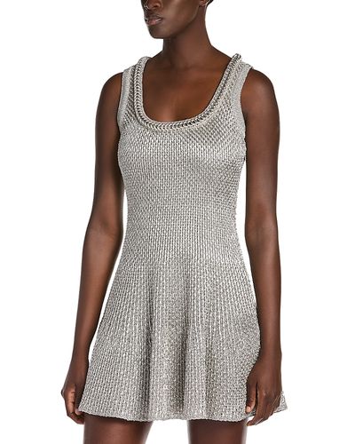 Mcqueen McQueen Metallic Ring Knit Flared Mini Dress