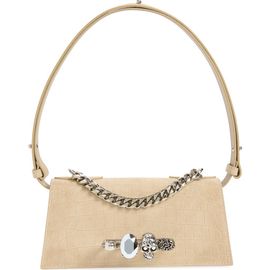 McQueen McQueen Mini Jeweled Croc Embossed Suede Top Handle Bag