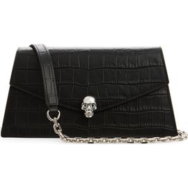 McQueen McQueen Mini Skull Croc Embossed Leather Crossbody Bag
