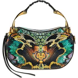 McQueen McQueen Mini Wishbone Snakeskin Embossed Leather Top Handle Bag