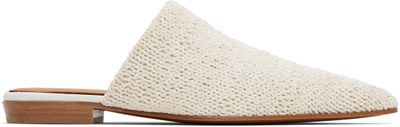 McQueen McQueen Off-White Birdee Leather Knit Mules