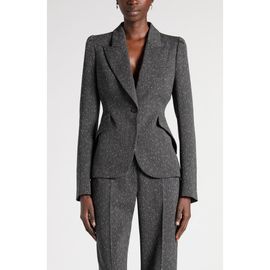 McQueen McQueen One-Button Puff Sleeve Stretch Wool Jacket