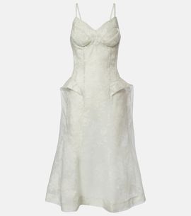 McQueen McQueen Peplum silk lace corset dress