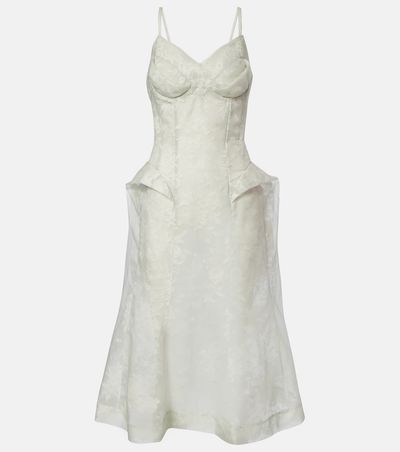 McQueen McQueen Peplum silk lace corset dress