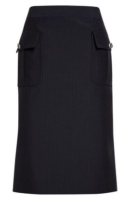 McQueen McQueen Pinstripe Wool & Mohair Cargo Pencil Skirt