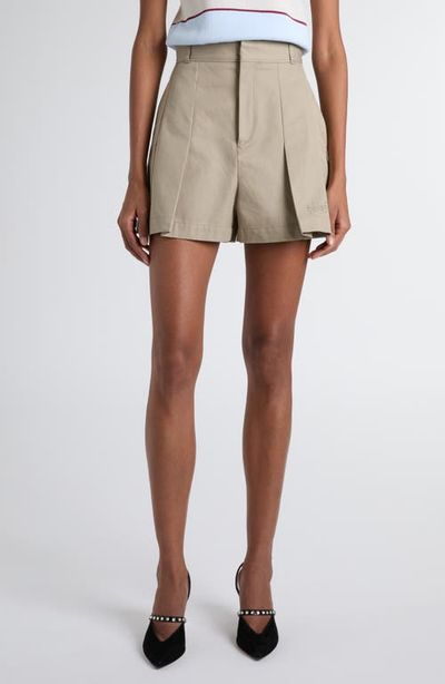 McQueen McQueen Pleated High Waist Cotton Gabardine shorts