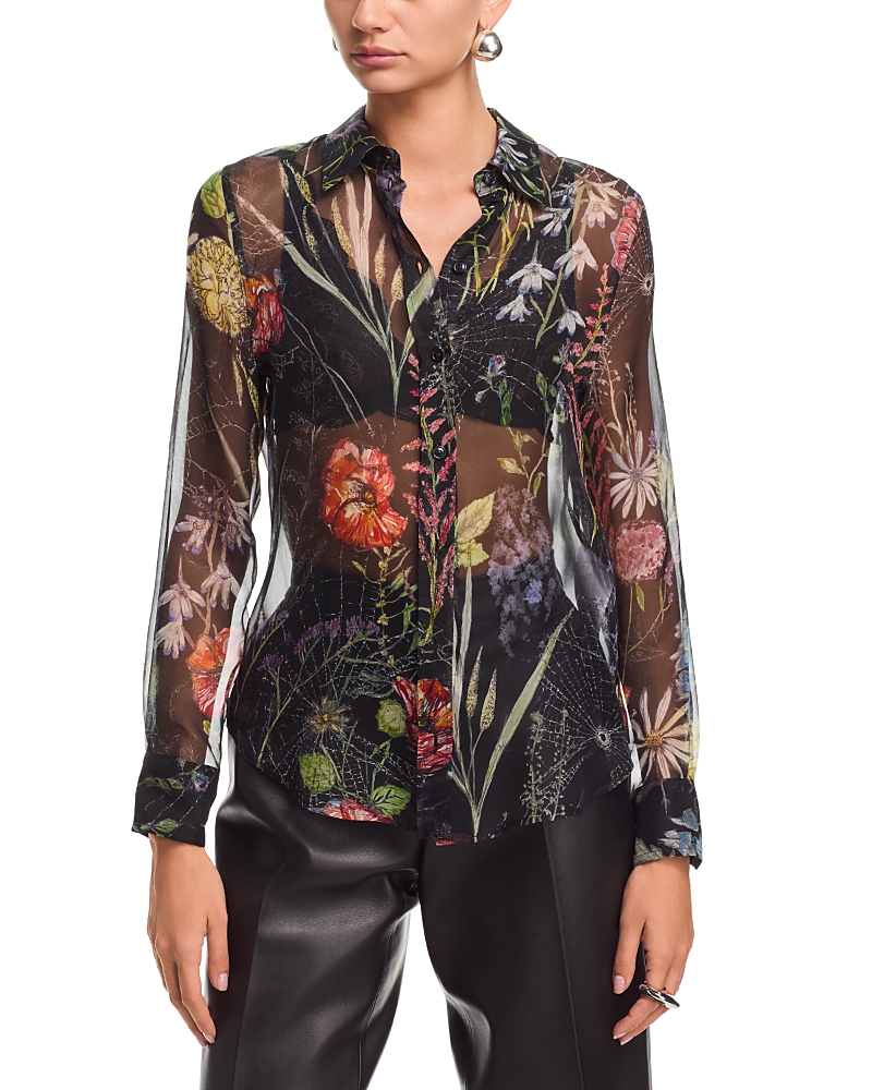 Mcqueen McQueen Silk Spiderweb Floral Shirt