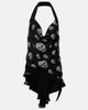 McQueen McQueen Skull asymmetric halterneck chiffon top - 1