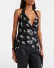 McQueen McQueen Skull asymmetric halterneck chiffon top - 3
