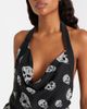 McQueen McQueen Skull asymmetric halterneck chiffon top - 4