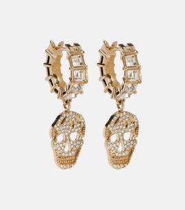 McQueen McQueen Skull crystal-embellished drop earrings