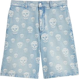McQueen McQueen Skull Jacquard Denim Sailor Shorts