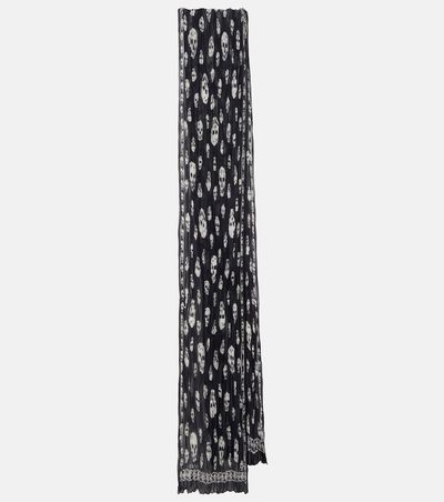 McQueen McQueen Skull pleated silk scarf
