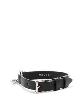 Mcqueen McQueen Skull Ring Leather Bracelet