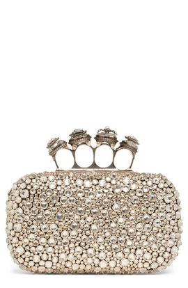 McQueen McQueen Spider Crystal Knuckle Box Clutch