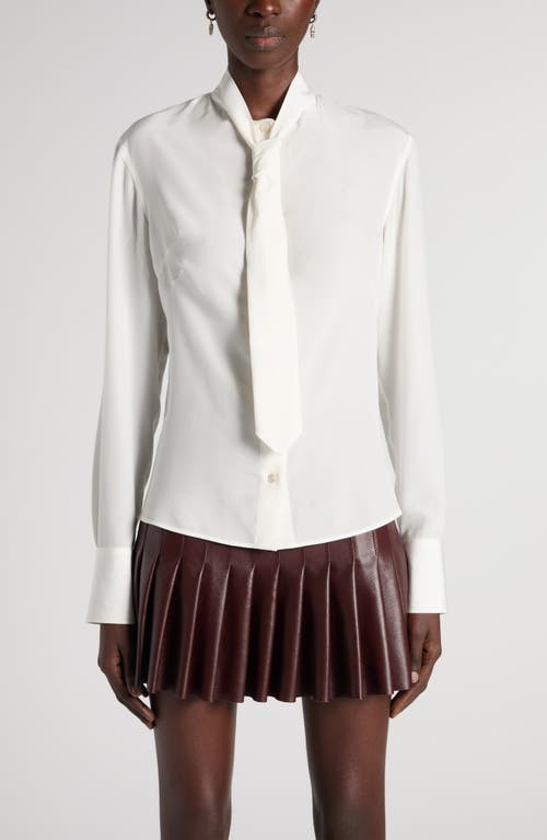 McQueen McQueen Tie Neck Silk Button-Up Shirt