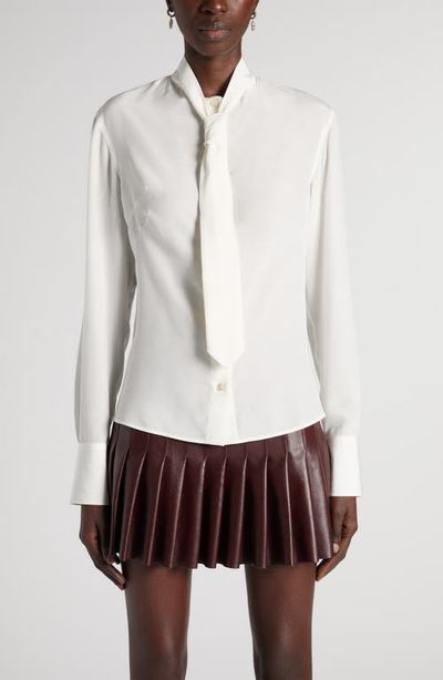 McQueen McQueen Tie Neck Silk Button-Up Shirt