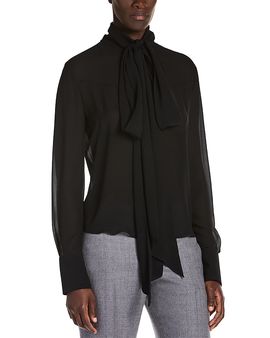 Mcqueen McQueen Tie Neck Silk Shirt