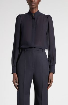 McQueen McQueen Wishbone Silk Crêpe de Chine Button-Up Shirt